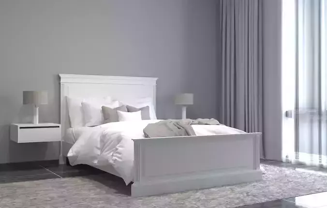 White Bed Classic Contemporary 
