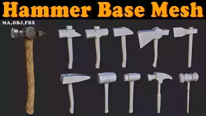 25 Hammer Base Mesh Low-poly 3D model