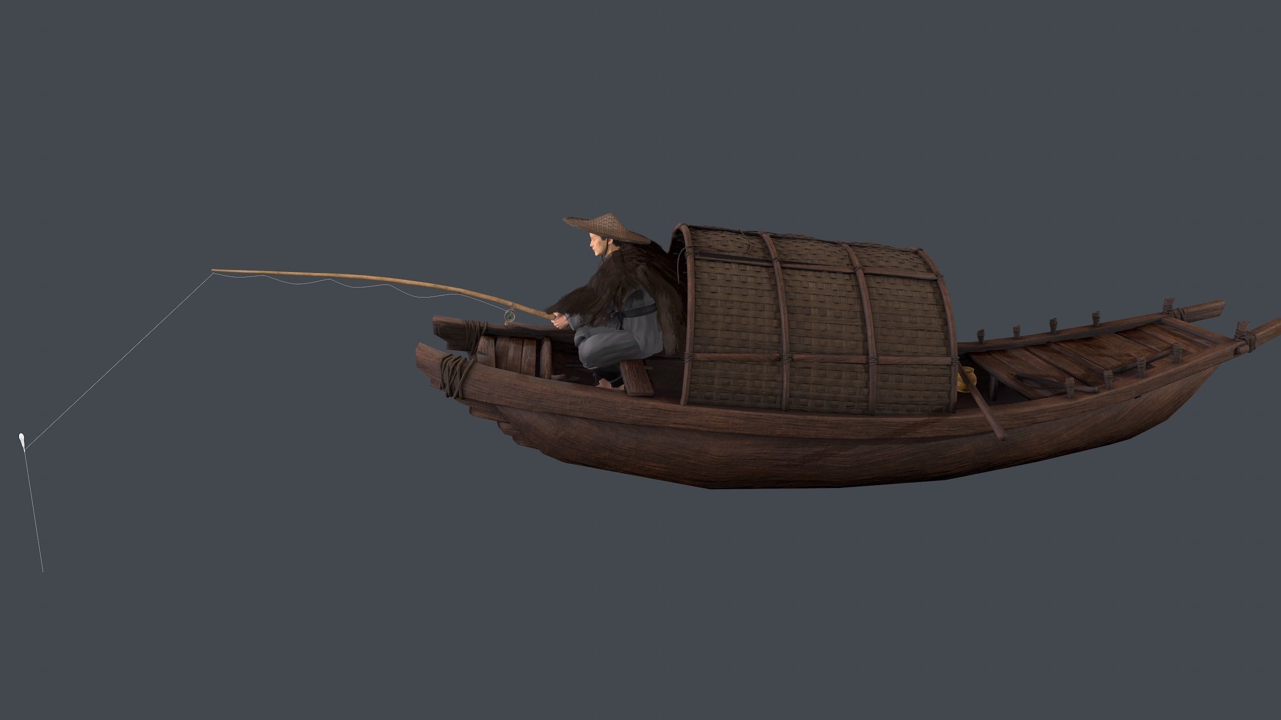 Fisherman  Low-poly 3D model_2