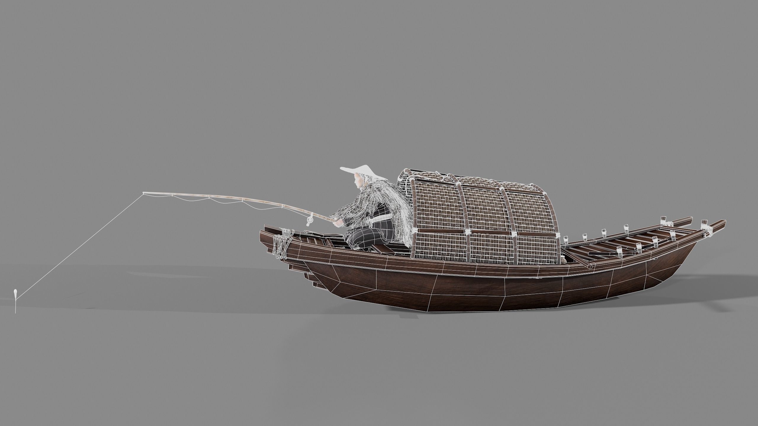 Fisherman  Low-poly 3D model_13