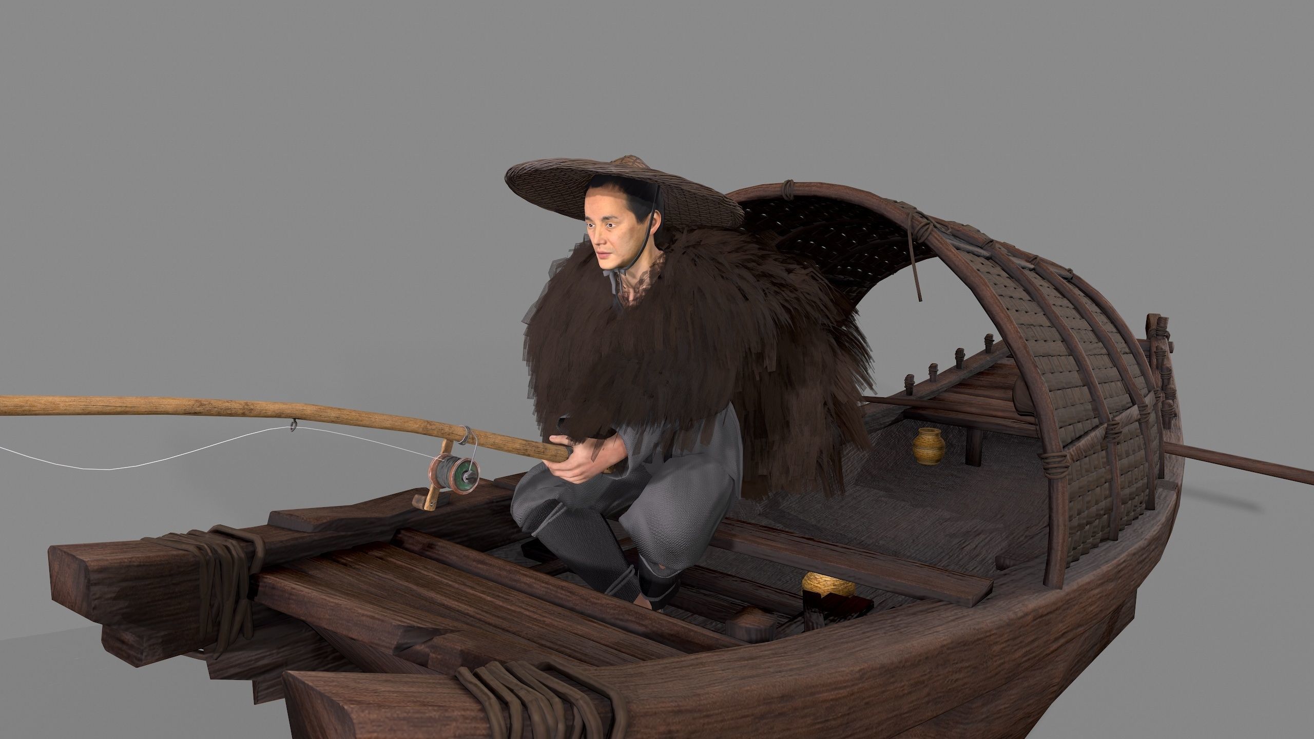 Fisherman  Low-poly 3D model_10