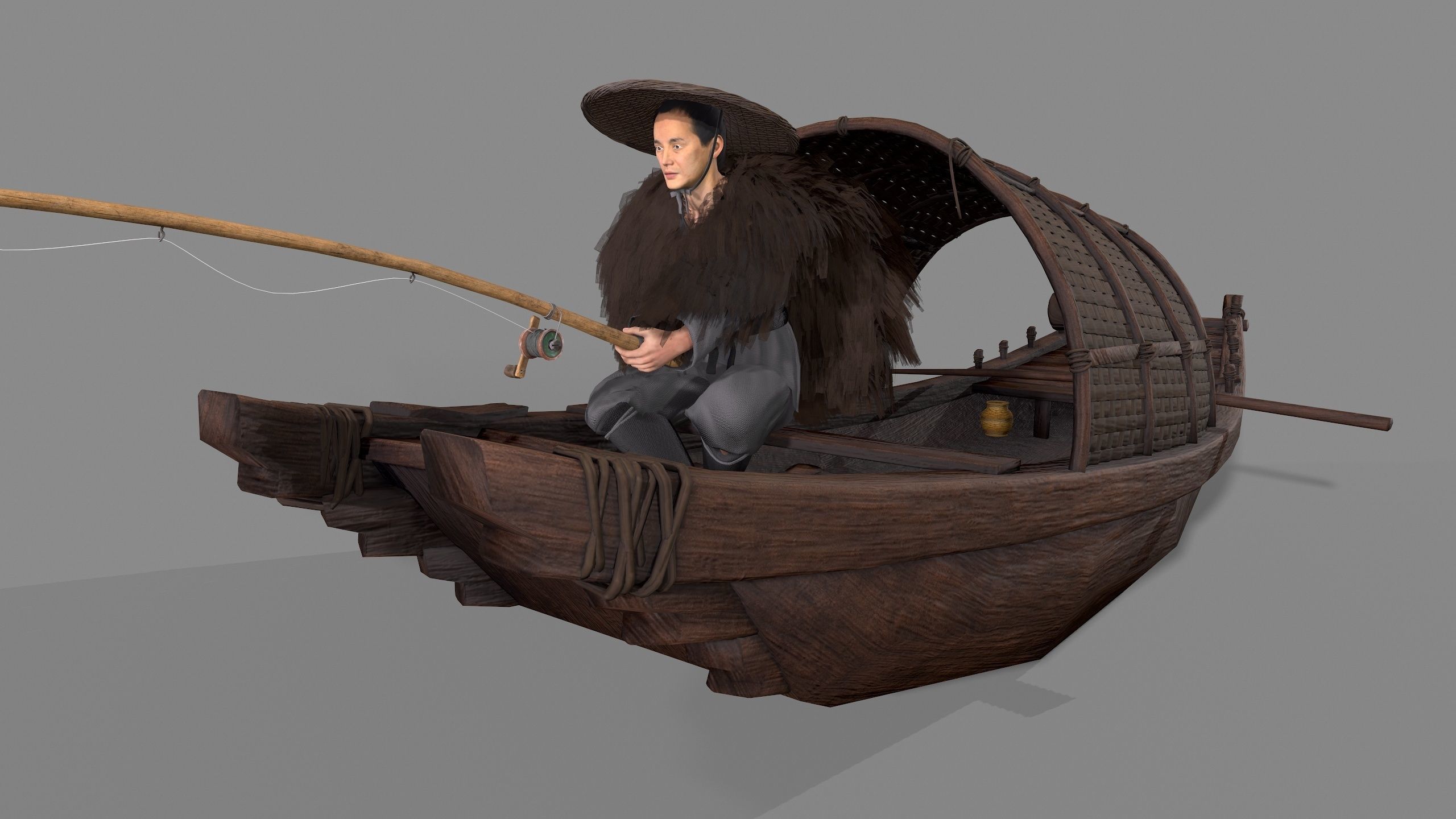 Fisherman  Low-poly 3D model_11