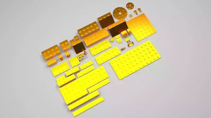 Orange Metallic Lego Bricks Set