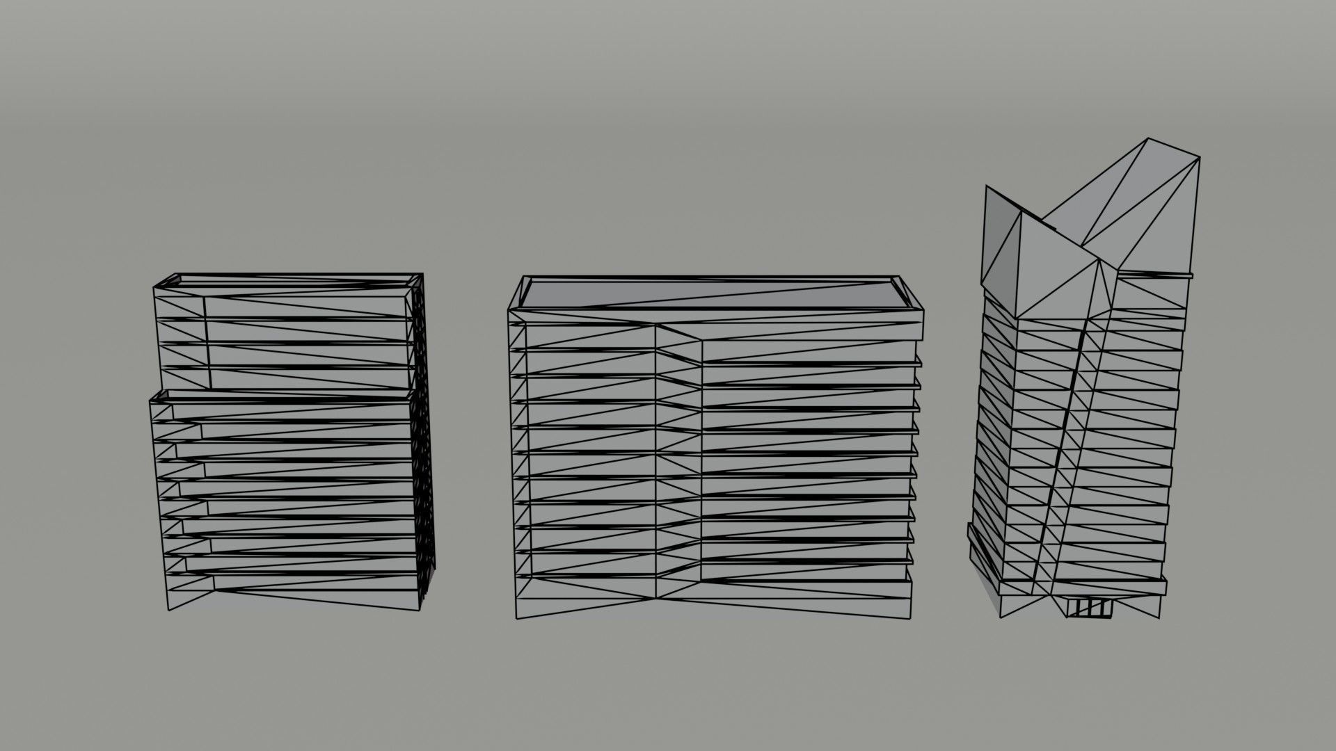 Cartoon skycrapers Polygonal Style Low-poly 3D model_6