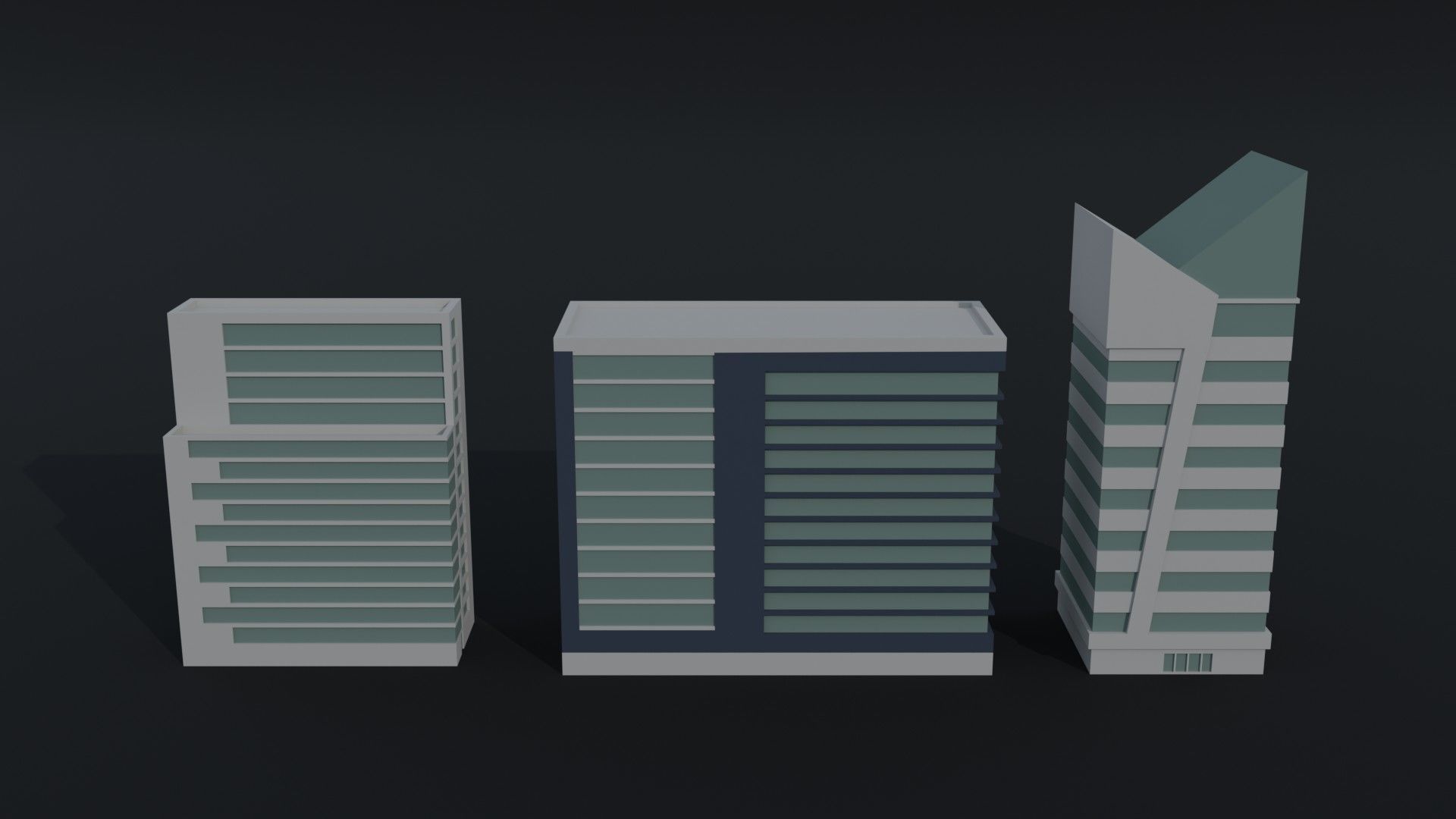 Cartoon skycrapers Polygonal Style Low-poly 3D model_3