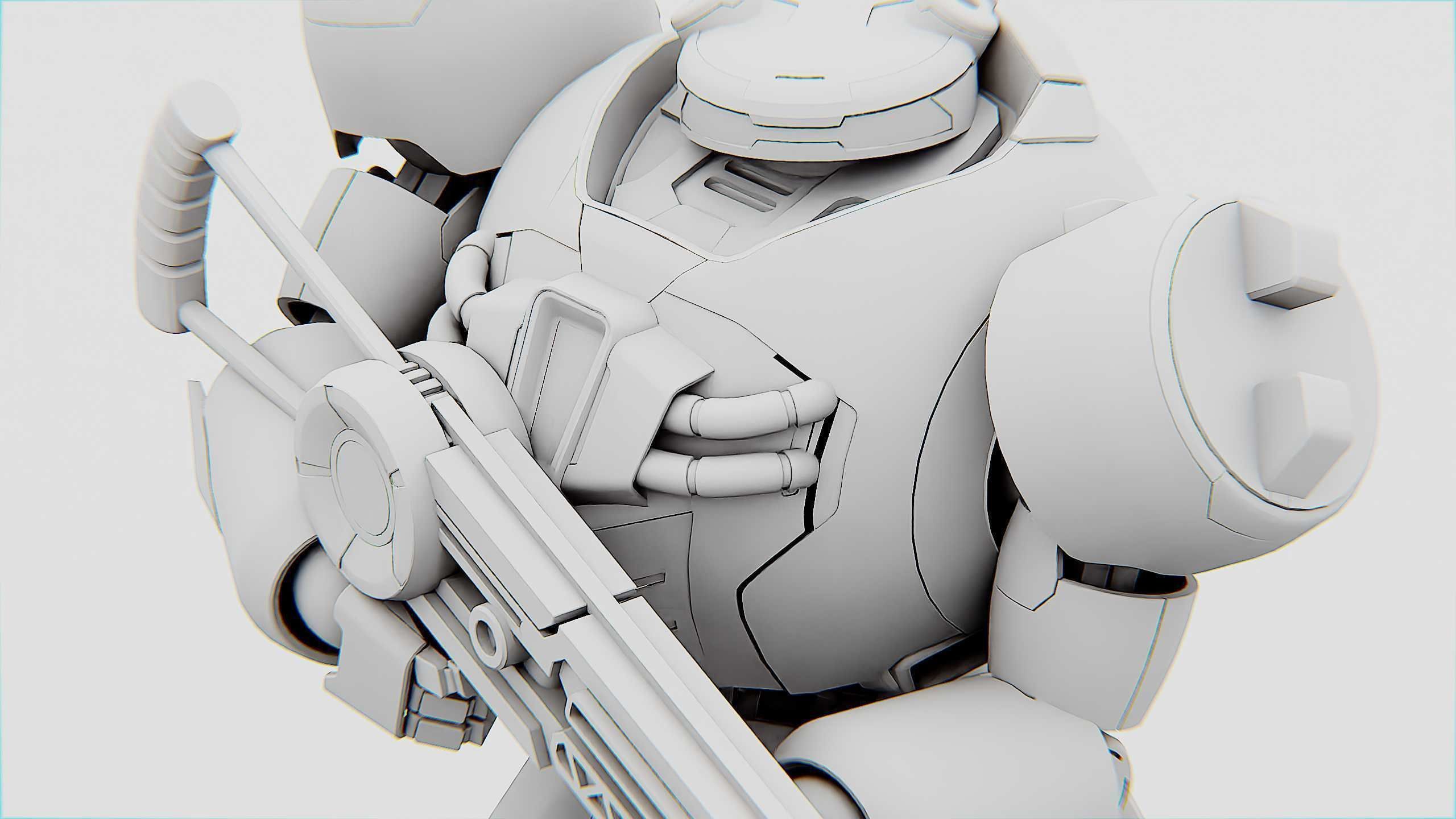 COMBAT DROID EREGON Rigged for Unreal Engine - Unity - MIXAMO  3D model_34