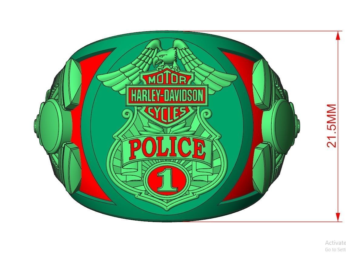 Harley-Davidson Ring Code-CGH003 3D print model_12