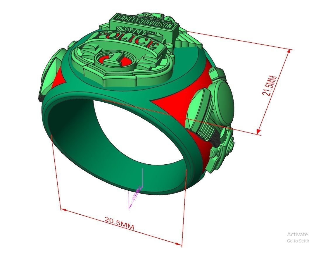 Harley-Davidson Ring Code-CGH003 3D print model_13