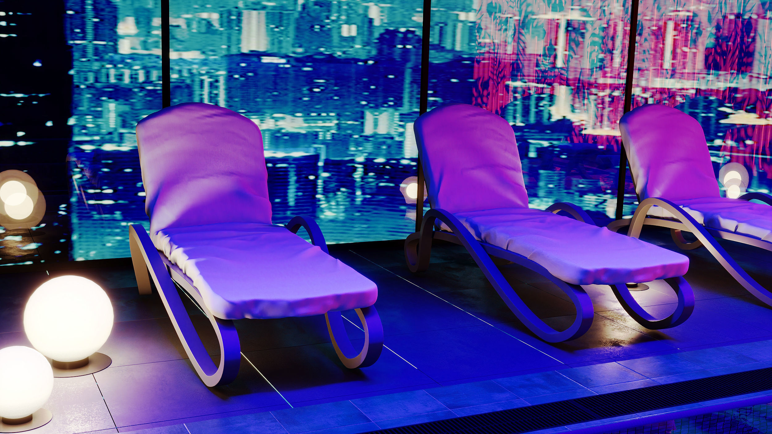 Mesmerizing night pool Interior 3D model_1