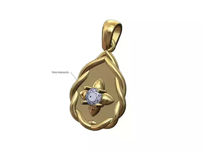 Mirrored wire teardrop 5mm diamond spiked pendant charm
