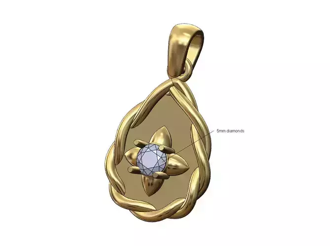 Braided wire teardrop 5mm diamond spiked pendant charm