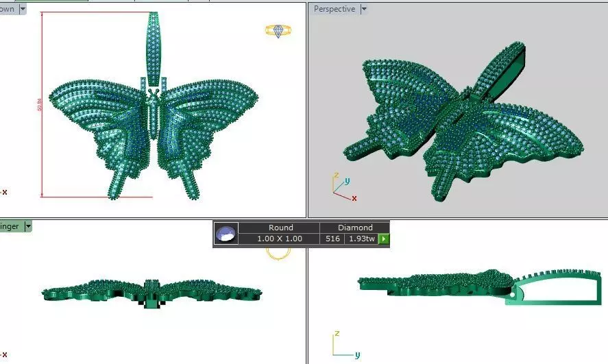 Butterfly diamond pendent  3D print model_0