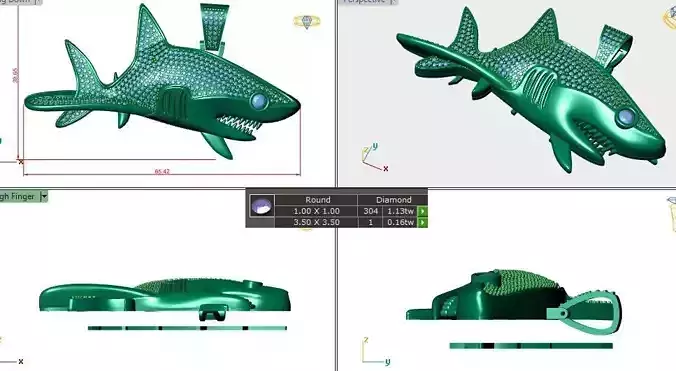 Shark fish diamond pendent 