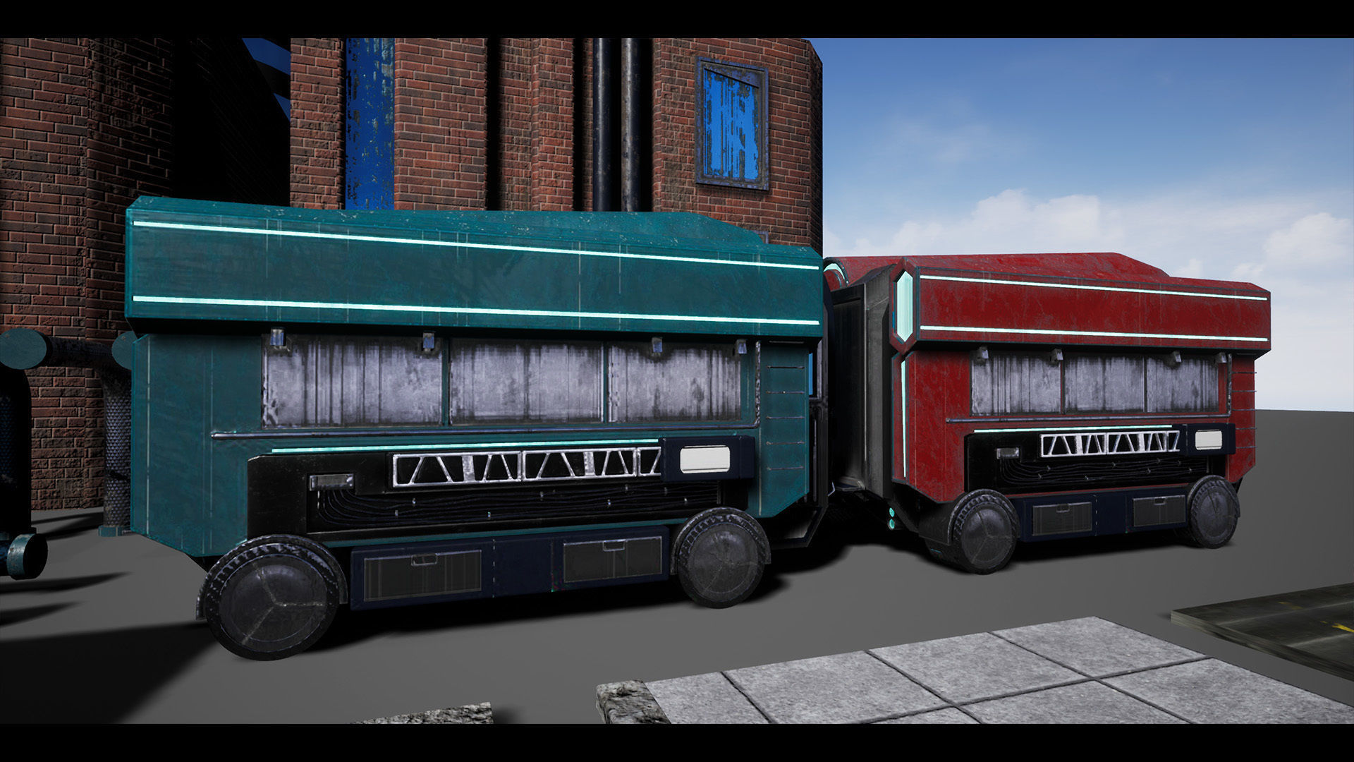 CyberPunk Sci-Fi Environment Low-poly 3D model_9