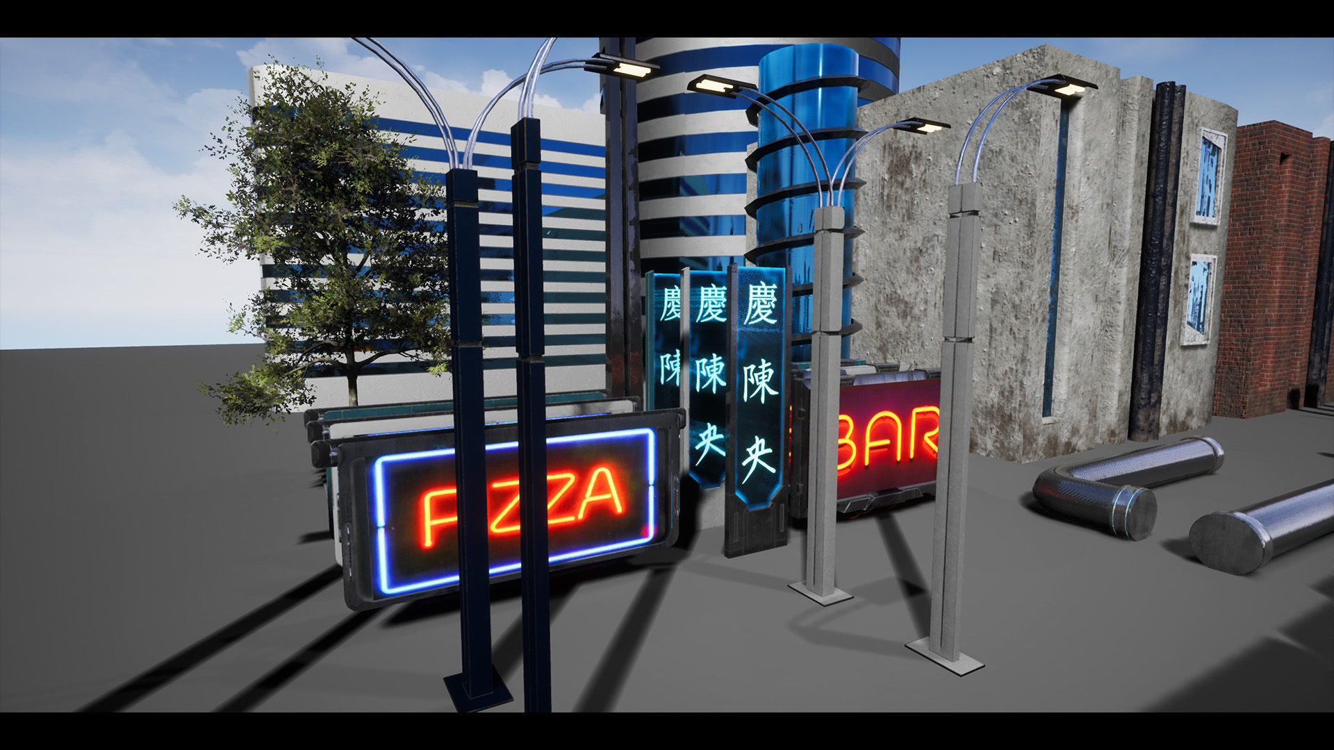 CyberPunk Sci-Fi Environment Low-poly 3D model_15