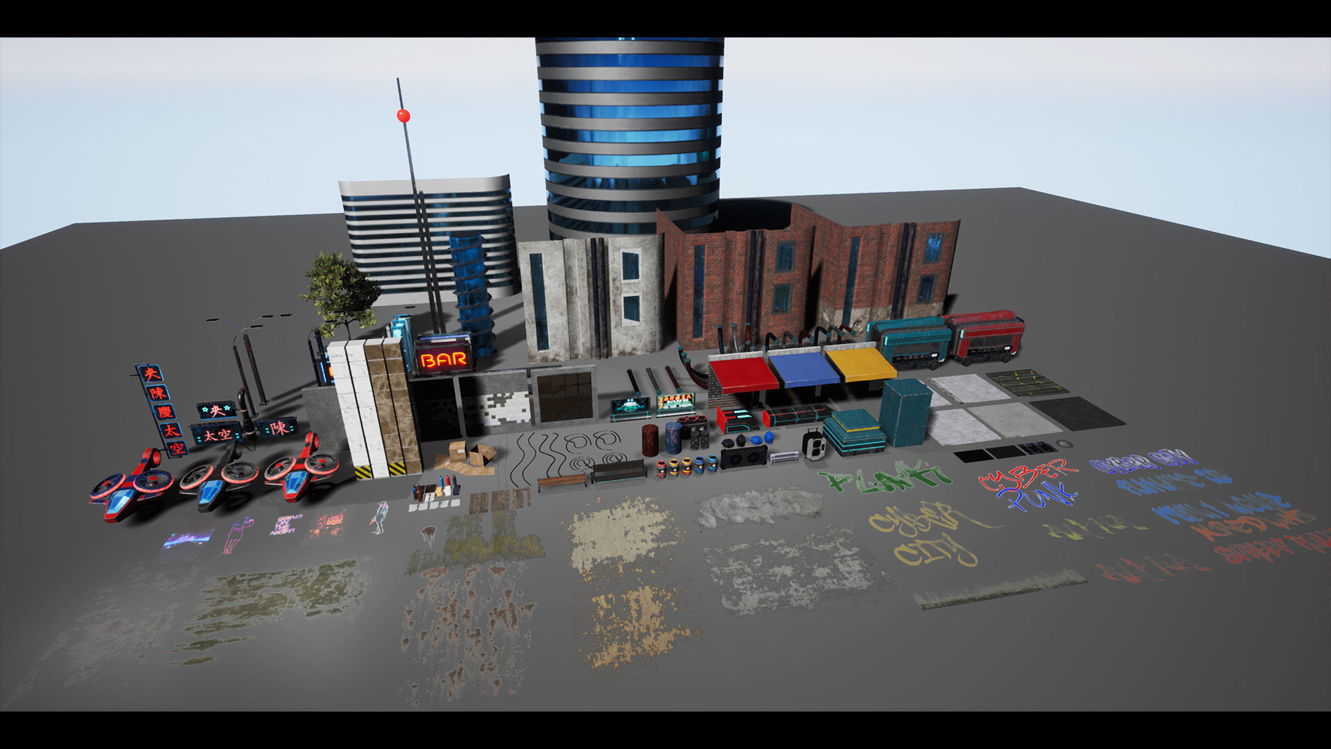 CyberPunk Sci-Fi Environment Low-poly 3D model_3