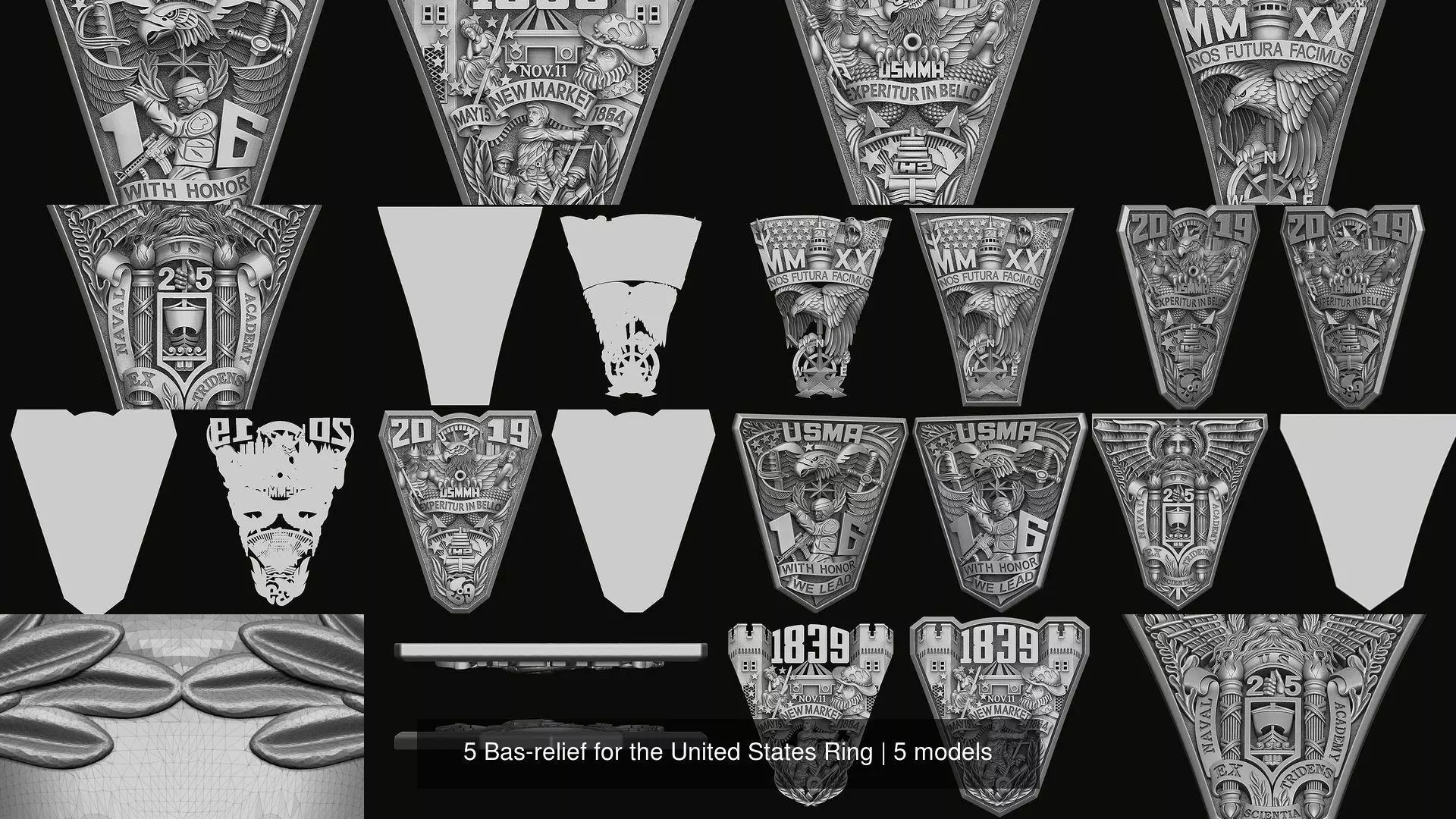 5 Bas-relief for the United States Ring 3D Model Collection_0