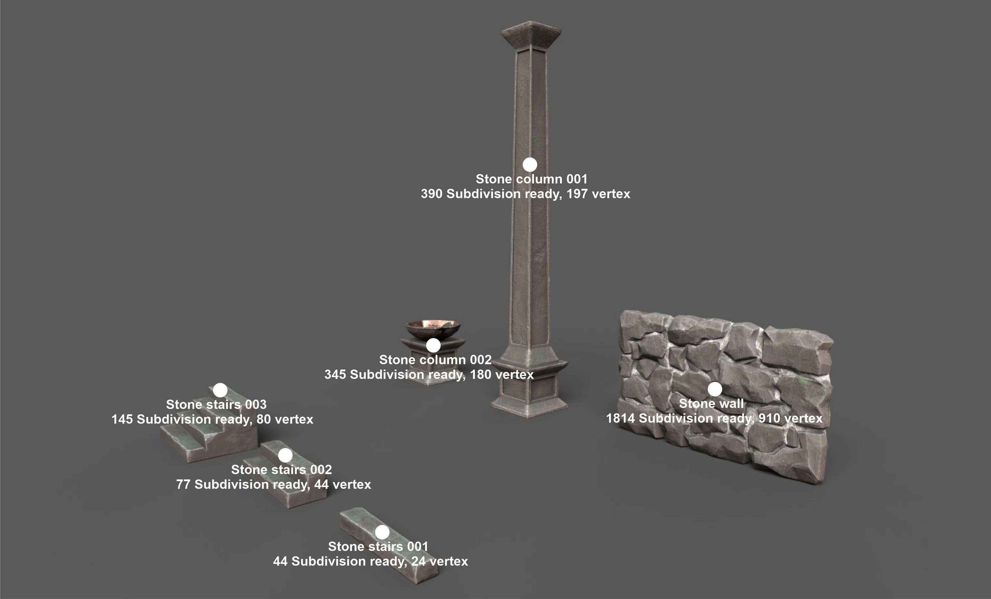 Environment Stone Pack Low-poly 3D model_1