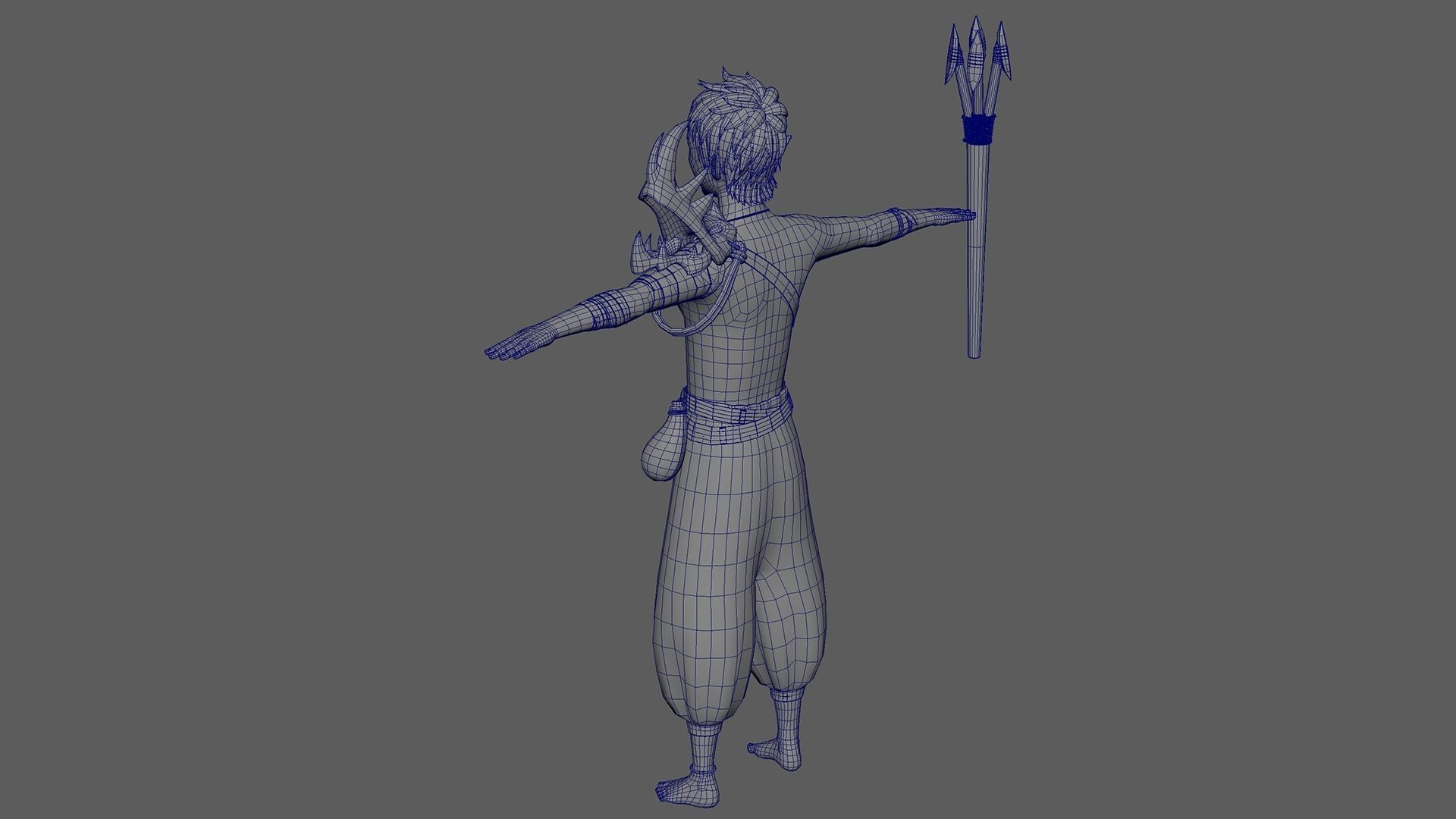 3D Semi-Realistic Ocean Hunter Character Without Rig Low-poly 3D model_9