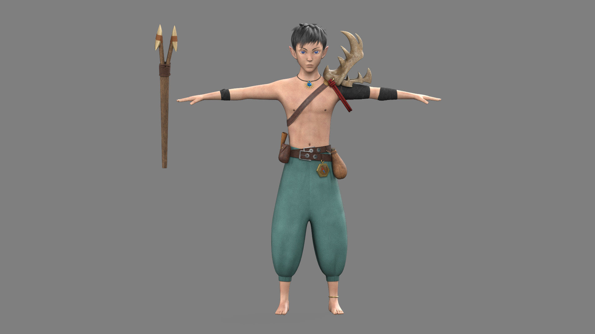 3D Semi-Realistic Ocean Hunter Character Without Rig Low-poly 3D model_3