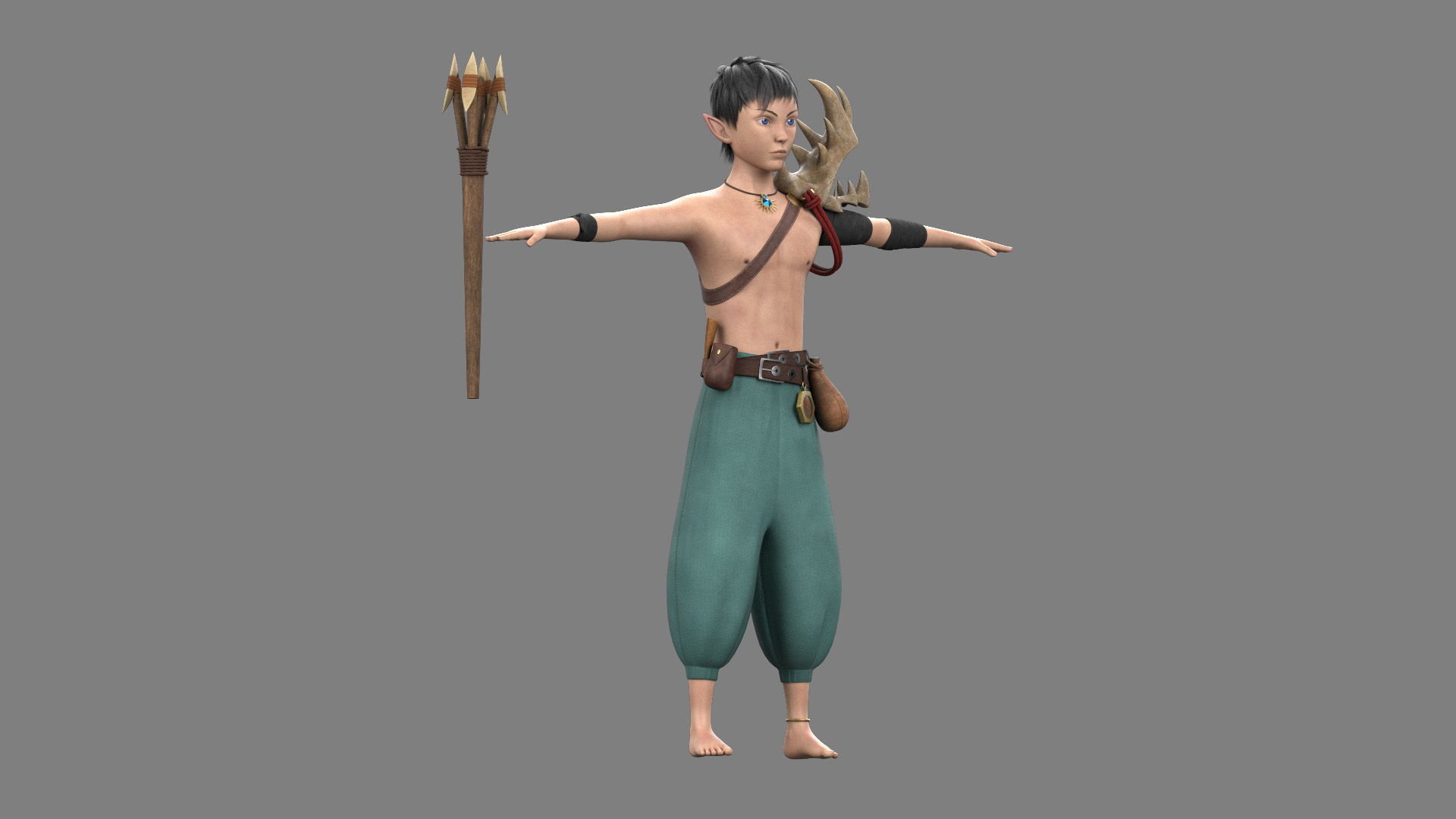 3D Semi-Realistic Ocean Hunter Character Without Rig Low-poly 3D model_4