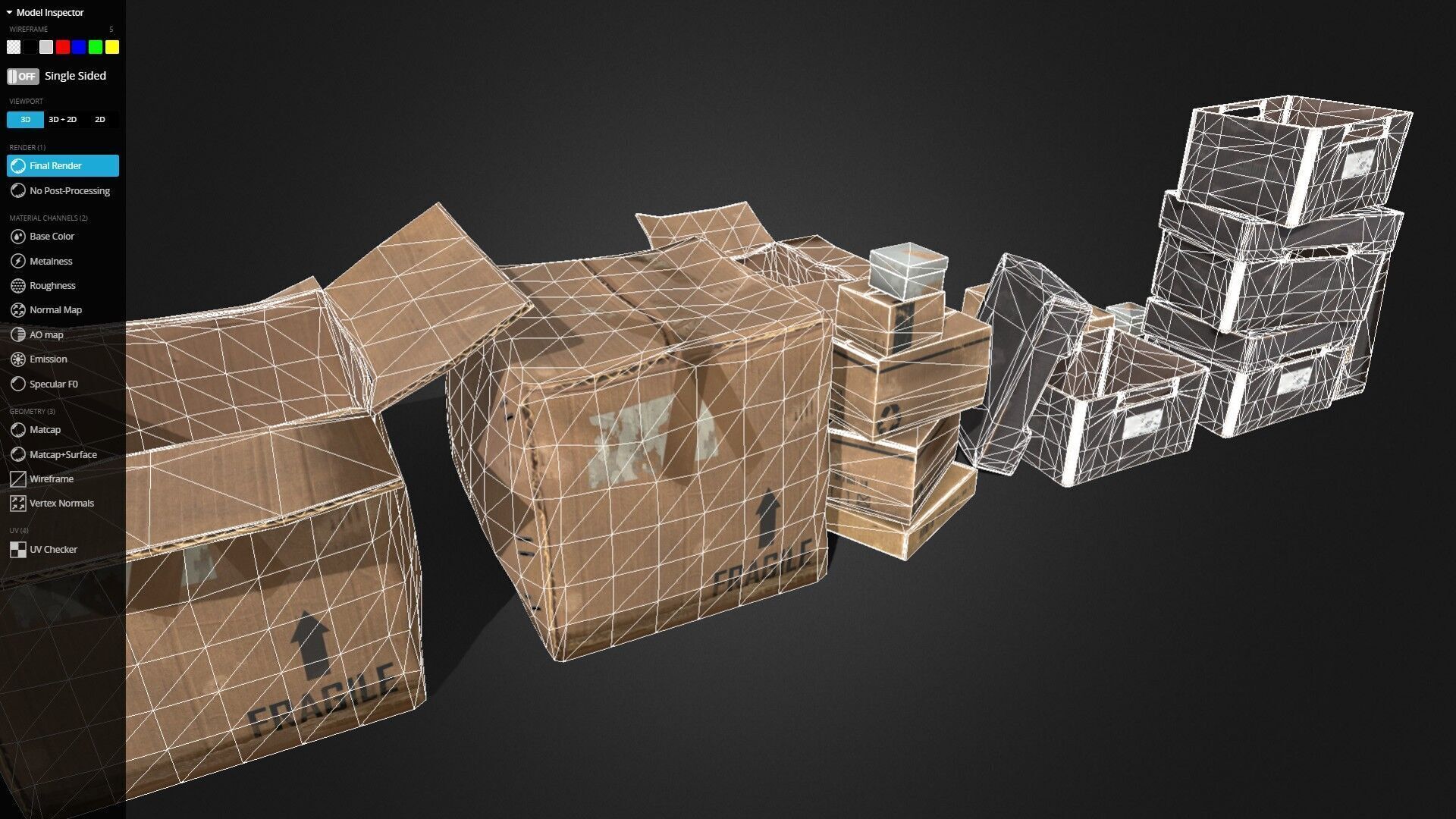 Old Cardboard Box Collection 9 Components Low-poly 3D model_3