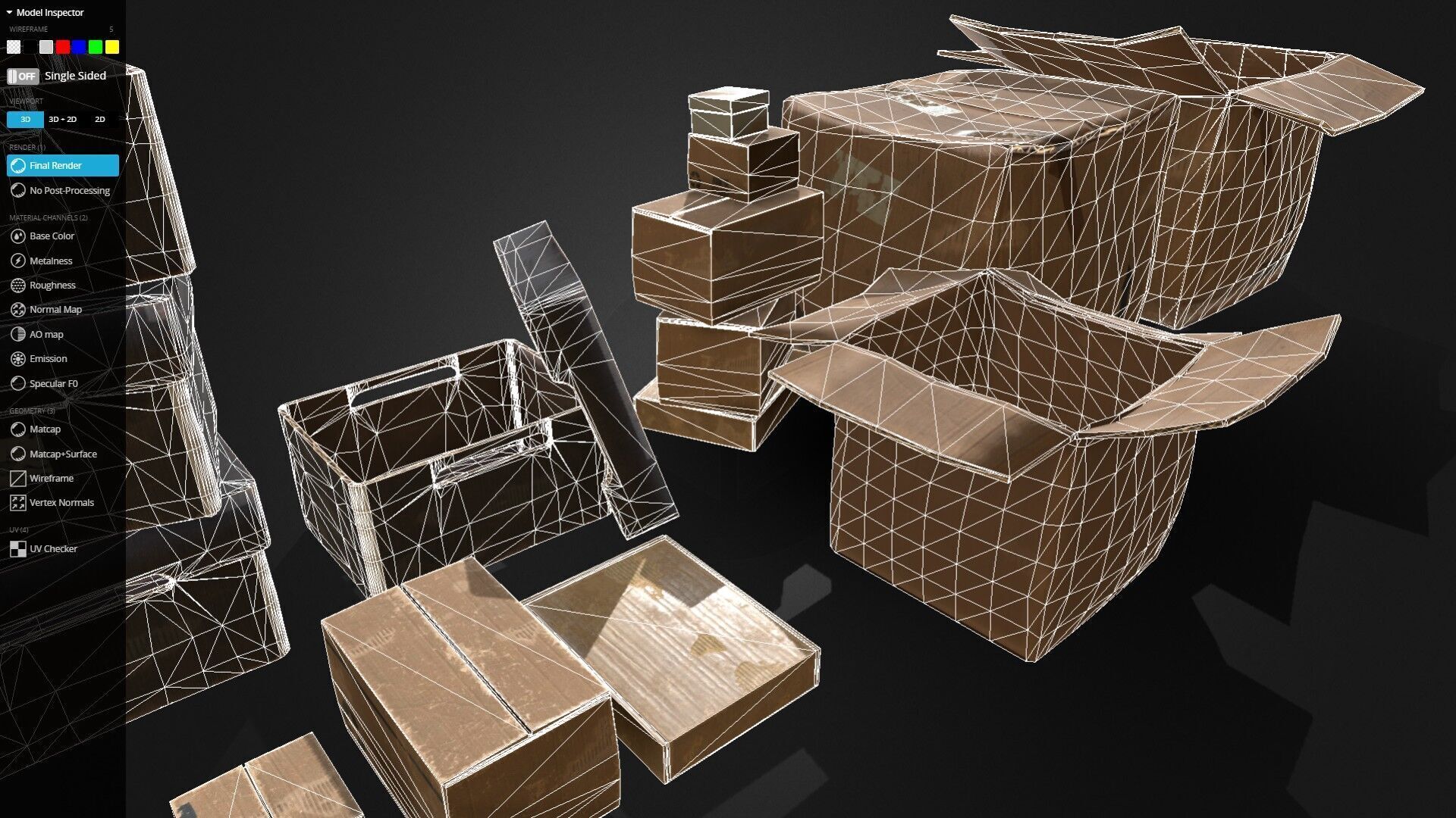 Old Cardboard Box Collection 9 Components Low-poly 3D model_5
