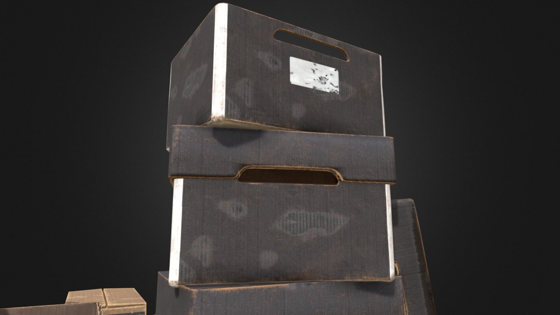 Old Cardboard Box Collection 9 Components Low-poly 3D model_8