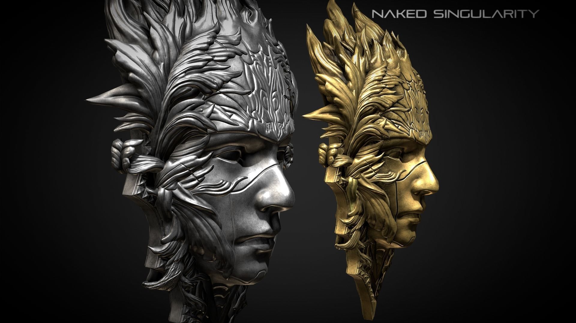 God Face Shield Medieval dark fantasy Low-poly 3D model_1