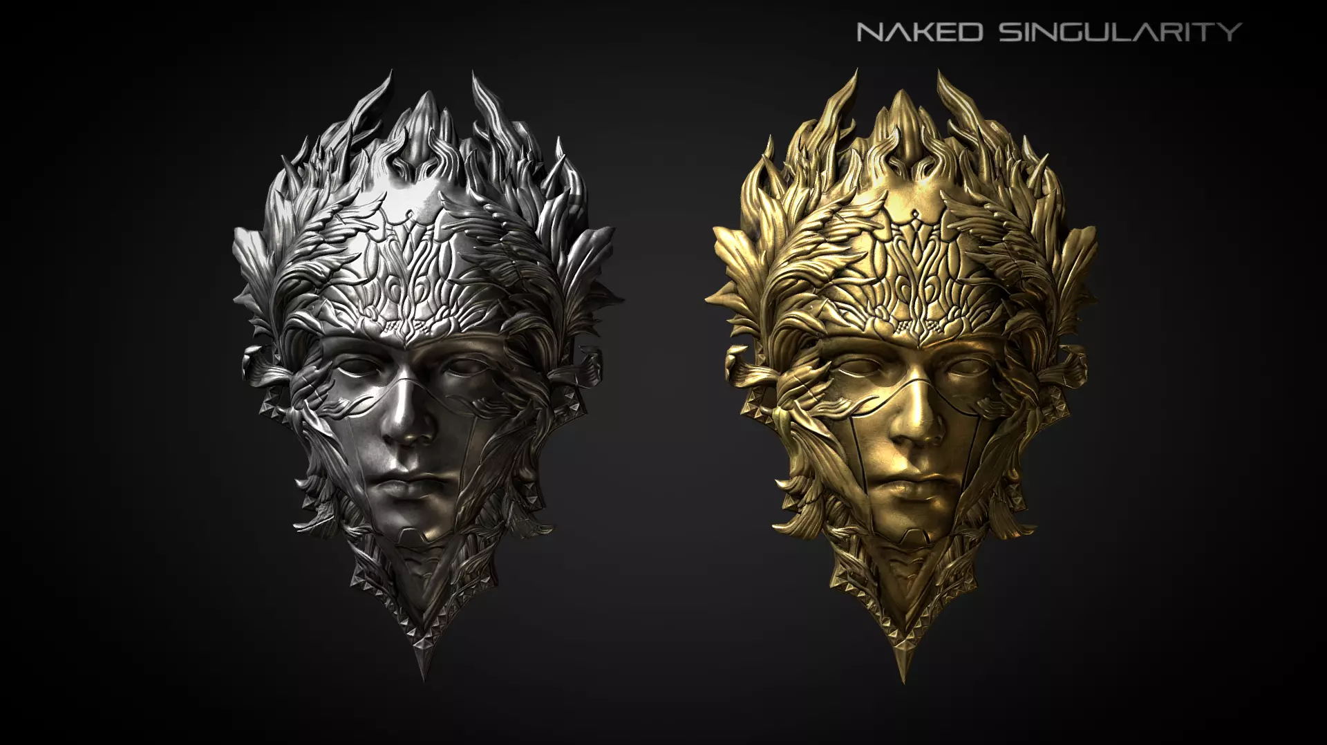 God Face Shield Medieval dark fantasy Low-poly 3D model_0
