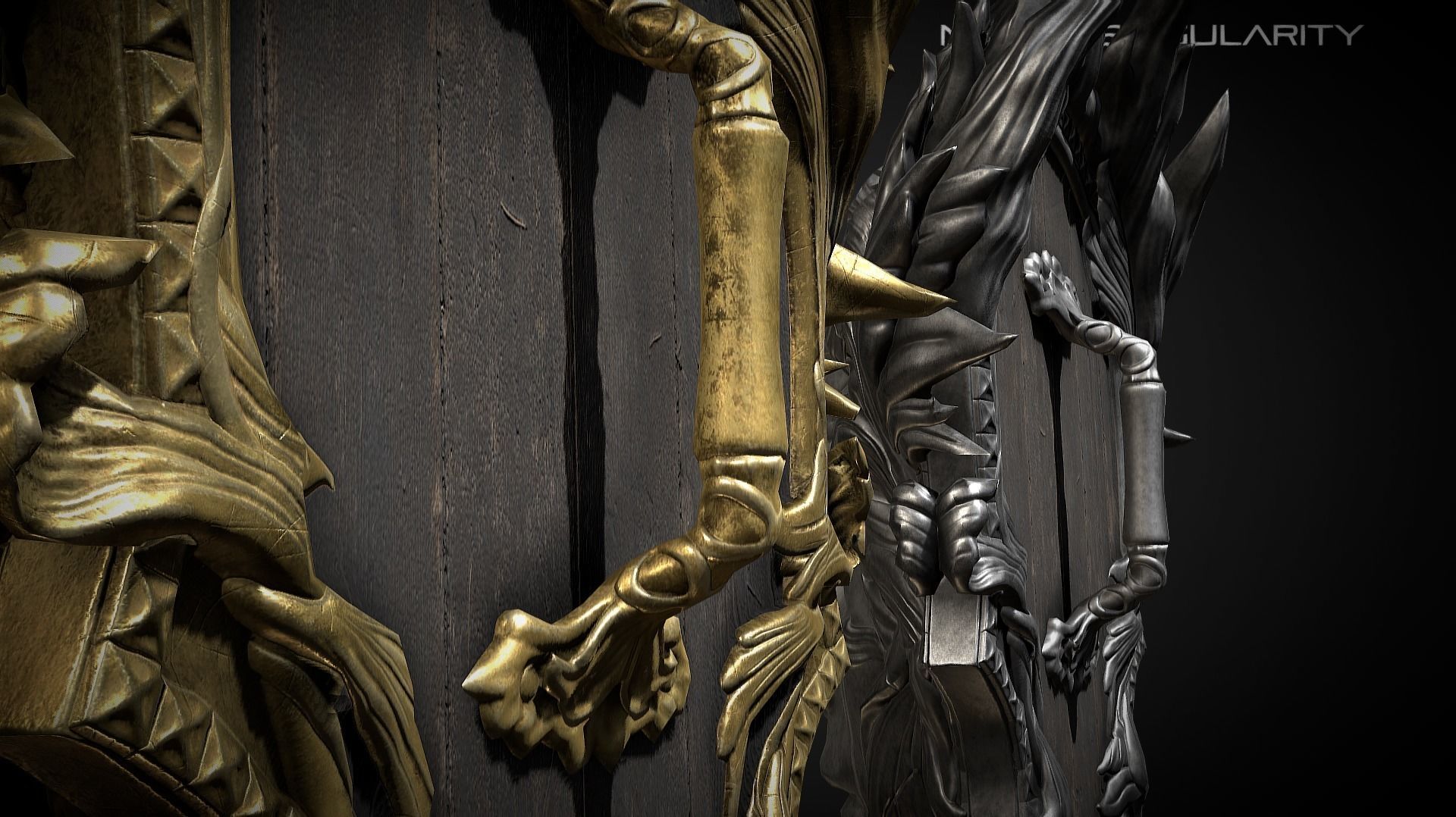 God Face Shield Medieval dark fantasy Low-poly 3D model_3