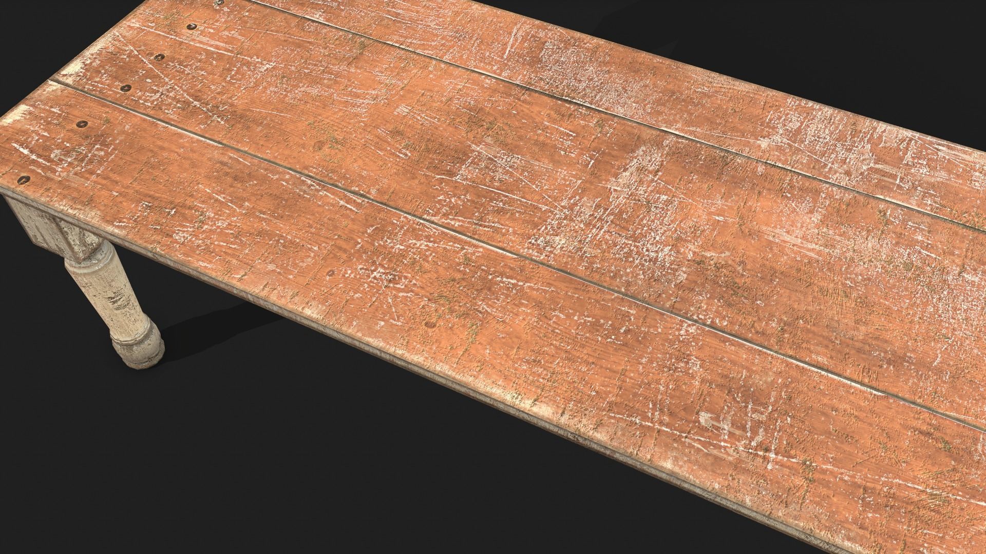 Old Wooden Dining Table Low-poly 3D model_7