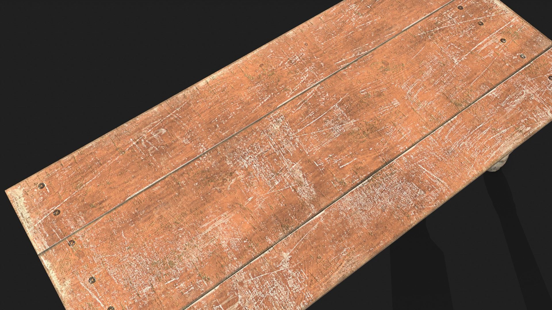 Old Wooden Dining Table Low-poly 3D model_3