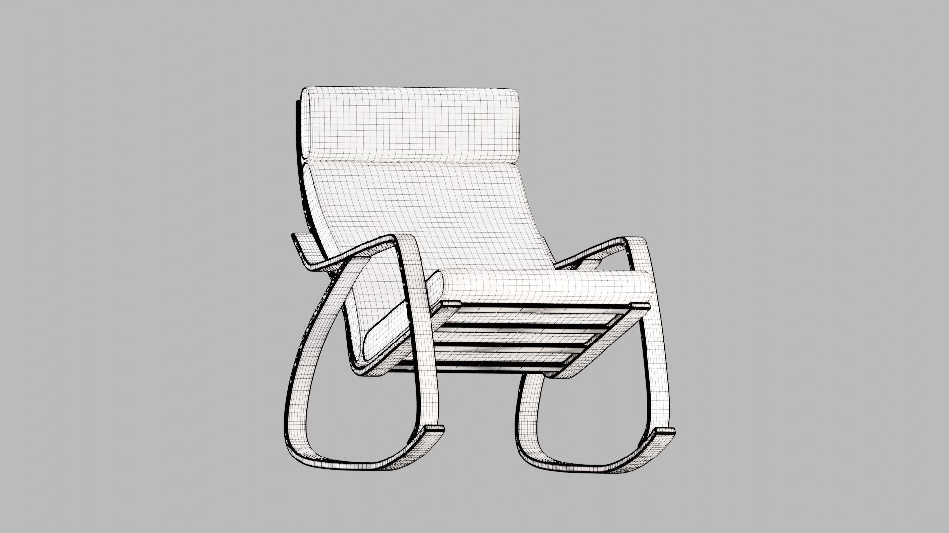 Rocking chair Low-poly 3D model_10