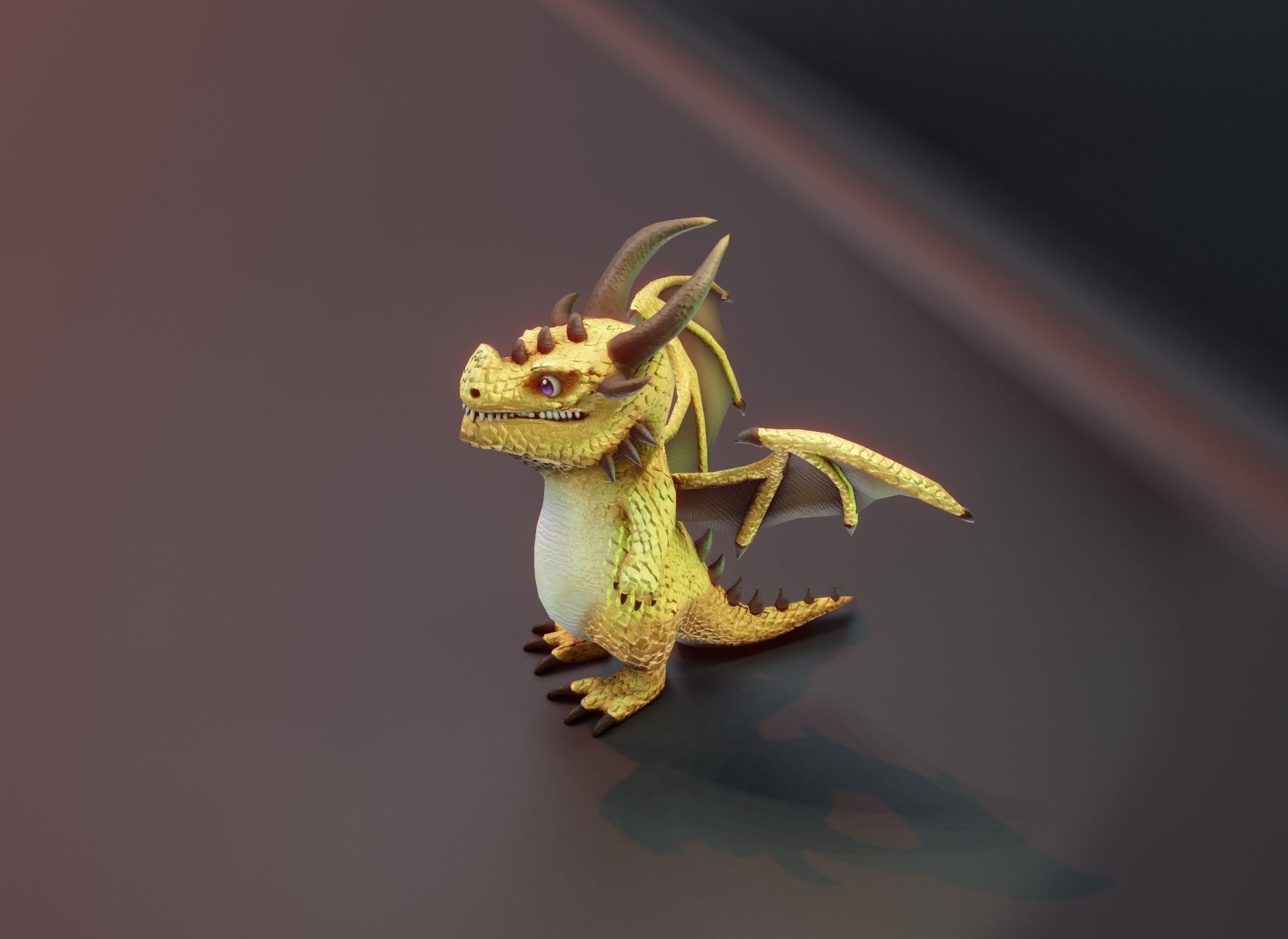 Cartoon Brass Dragon 3D Model Low-poly 3D model_18