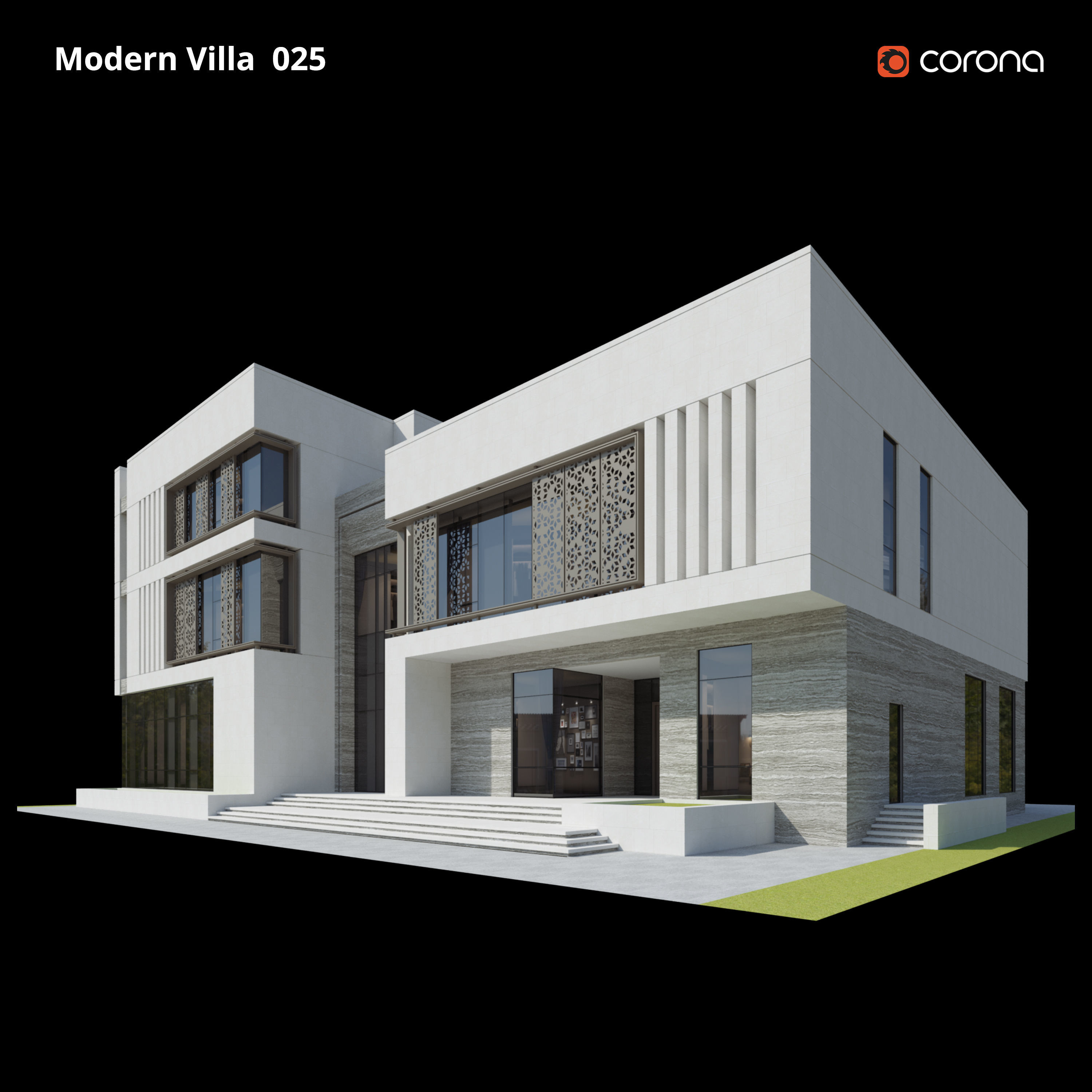 Modern Villa Design 025 Low-poly 3D model_1