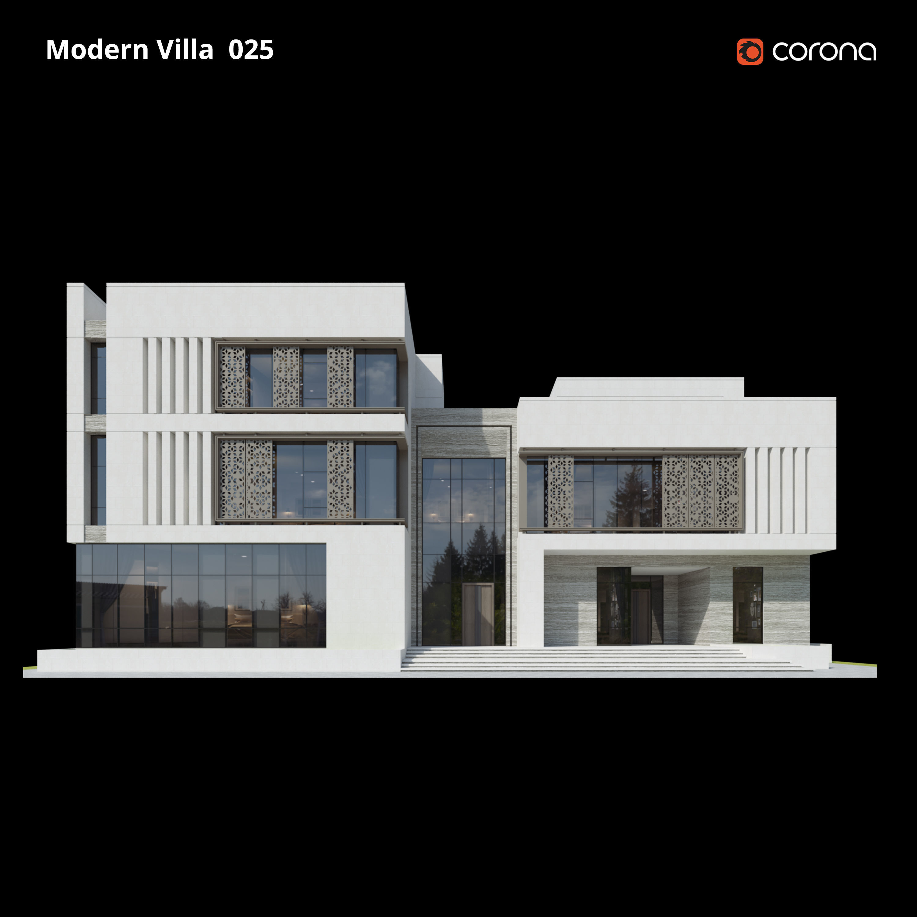 Modern Villa Design 025 Low-poly 3D model_2