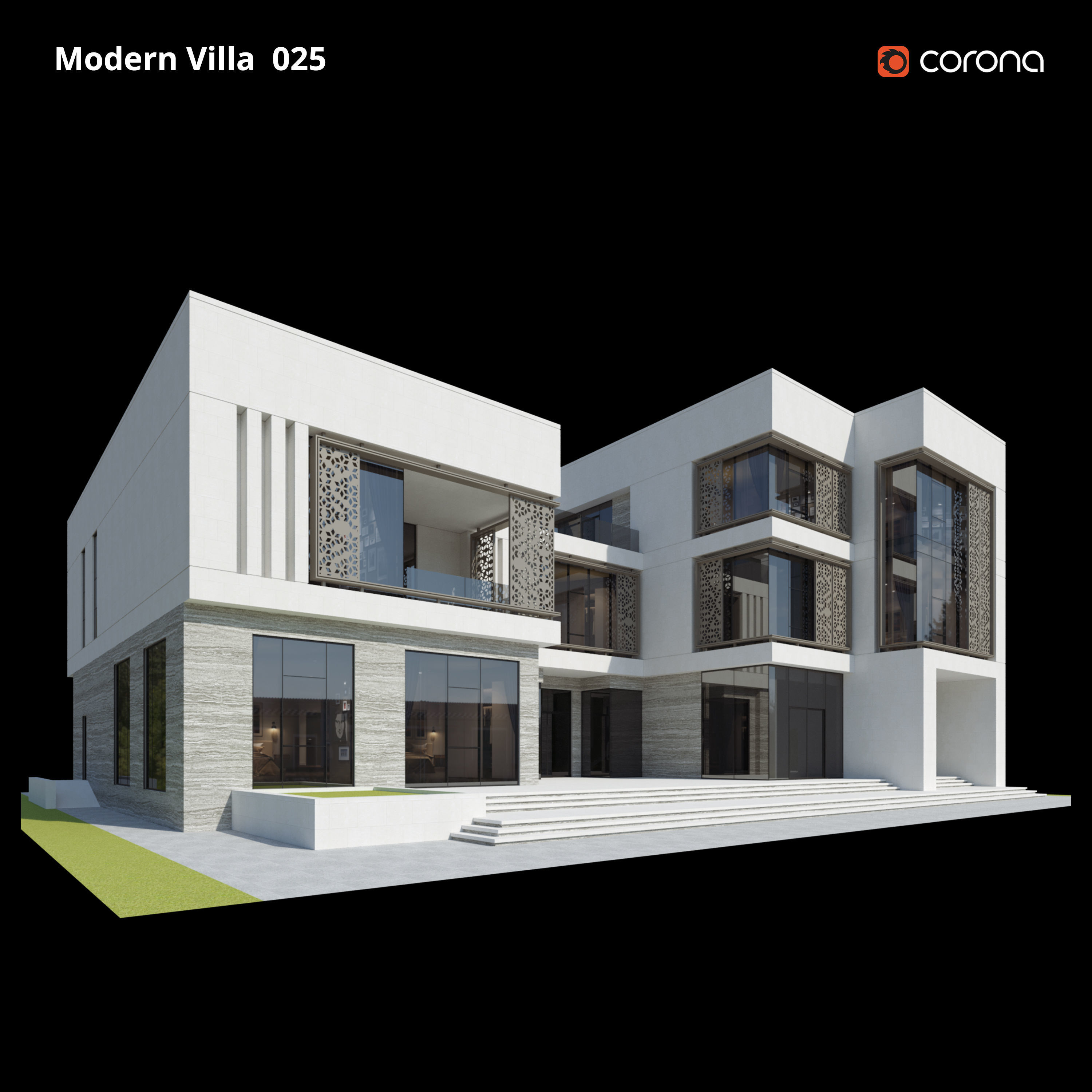 Modern Villa Design 025 Low-poly 3D model_5