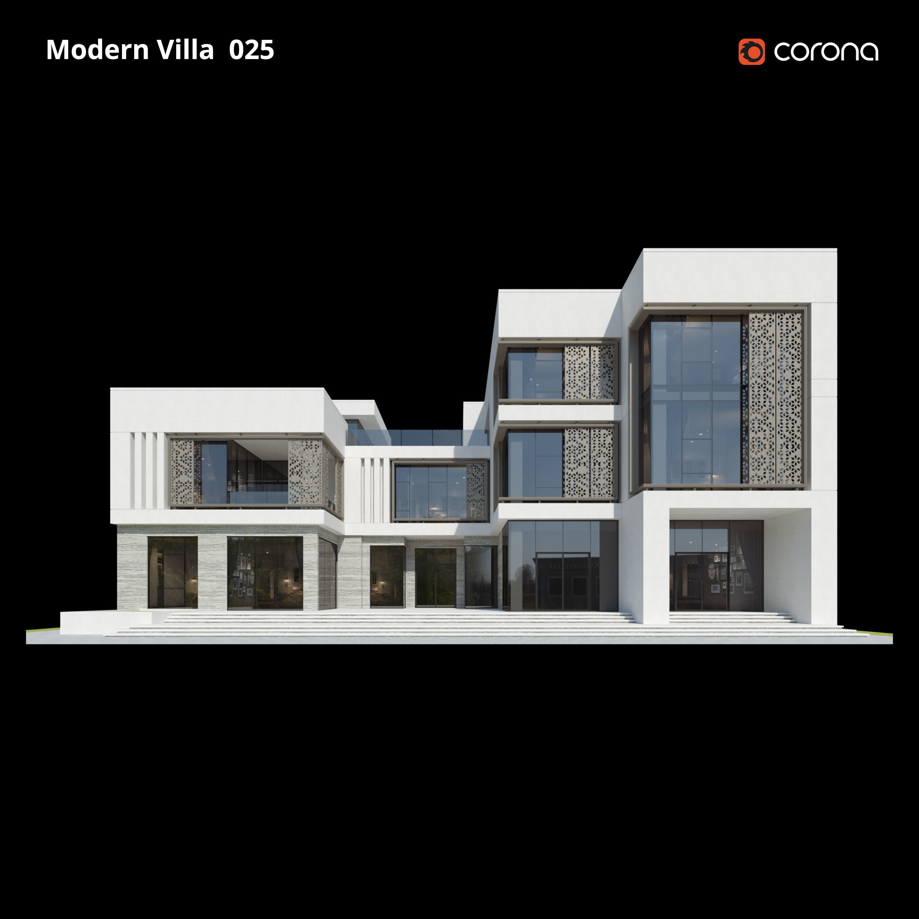 Modern Villa Design 025 Low-poly 3D model_4
