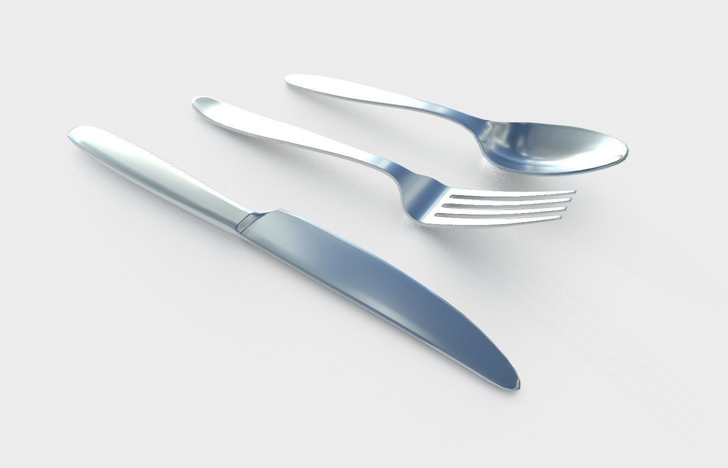 Fork Spoon Knife M01 Low-poly 3D model_4