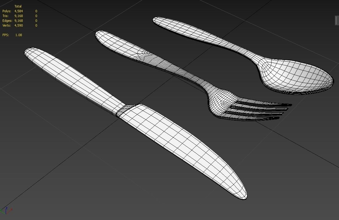 Fork Spoon Knife M01 Low-poly 3D model_6