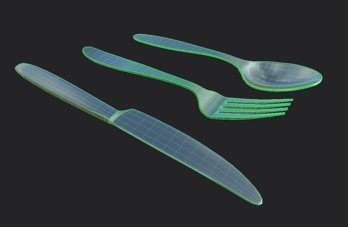 Fork Spoon Knife M01 Low-poly 3D model_5