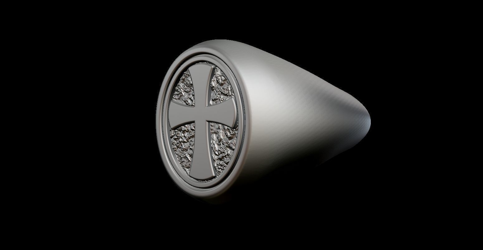 Pope Cross Ring Size 10 3D print model_1