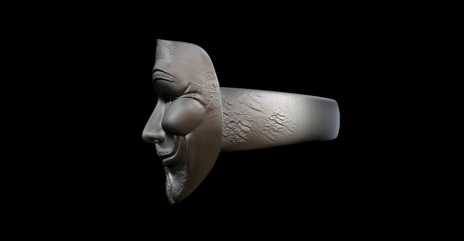 V for Vendetta Mask Ring 3D print model_1