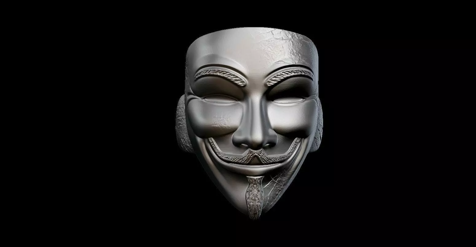 V for Vendetta Mask Ring 3D print model_0