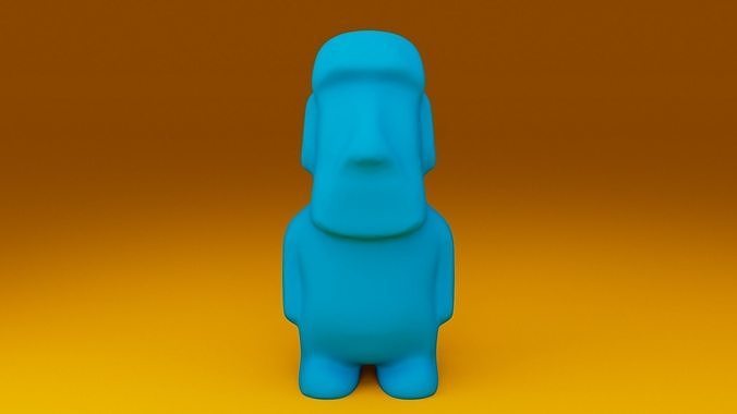 Stylized Moai Statue 3D Model Ancient Modern Design 3D model