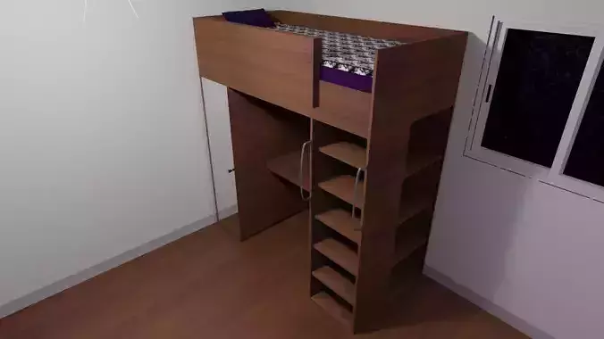 Bed with a desk