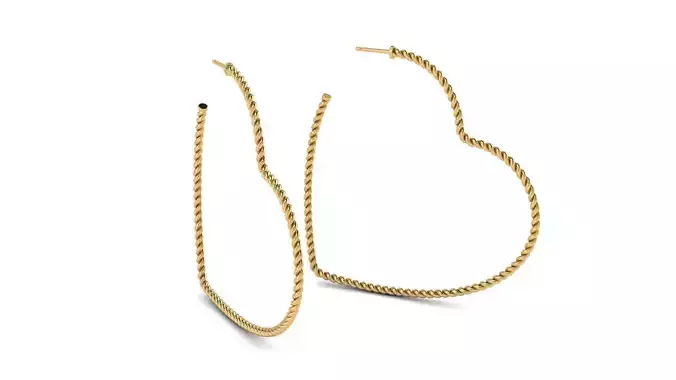 Cable Heart Hoop Earrings 60 mm 3D print model
