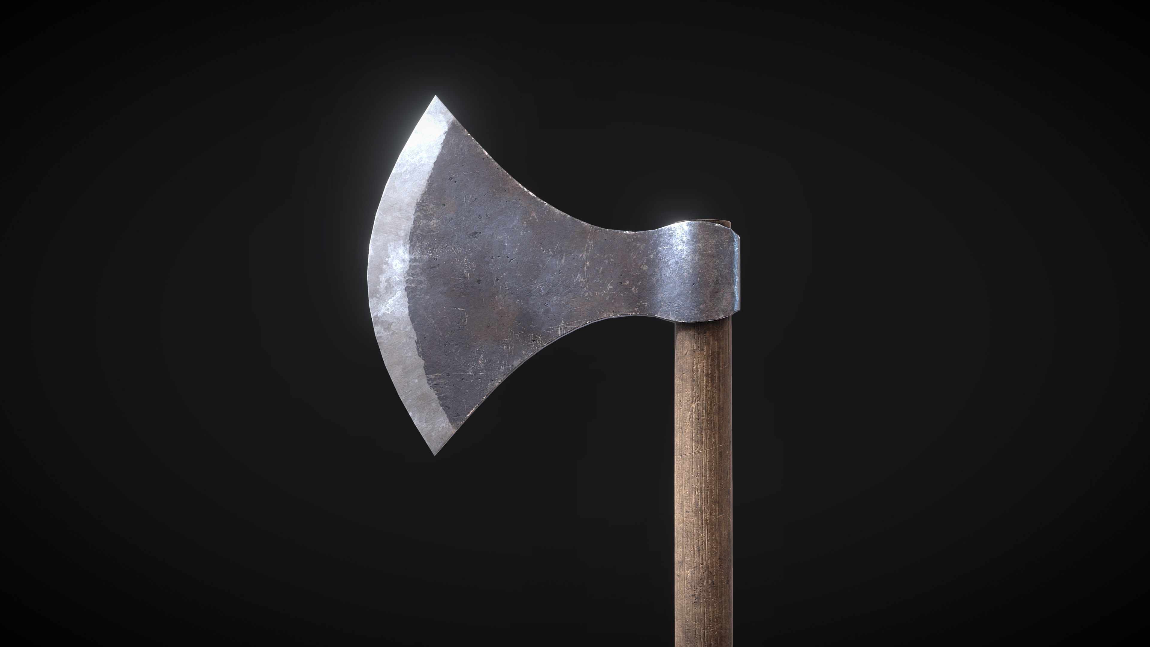 Danish Medieval Viking Two Handed Axe Low-poly 3D model_2