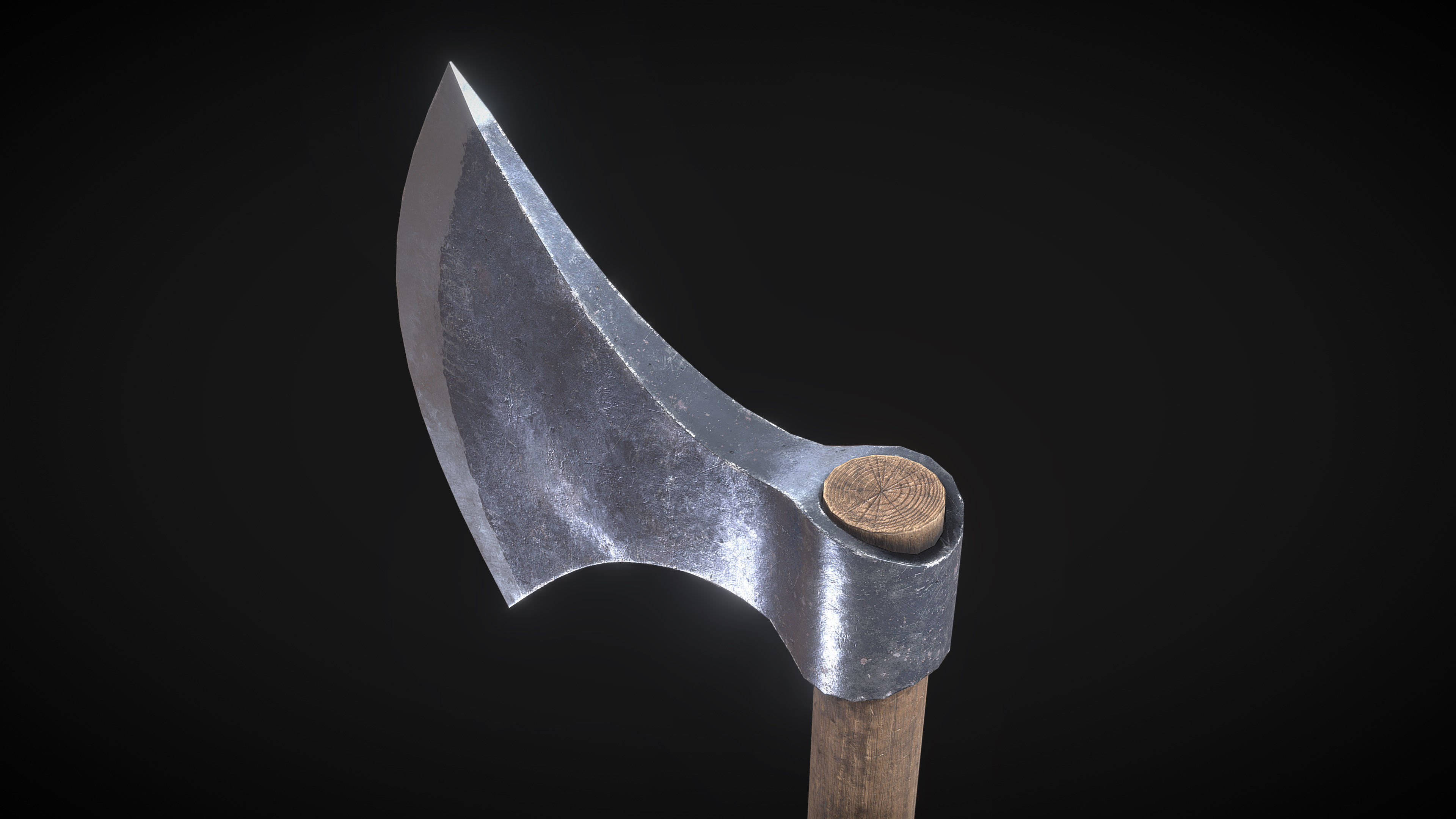 Danish Medieval Viking Two Handed Axe Low-poly 3D model_4